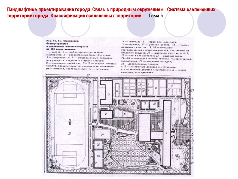 Ландшафтное проектирование города. Связь с природным окружением.  Система озелененных территорий города. Классификация озелененных